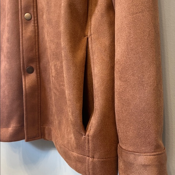 Frye Men’s Faux Suede Relaxed Fit Shirt Jacket Shacket – Brown Tan (Size M) - Picture 9 of 9